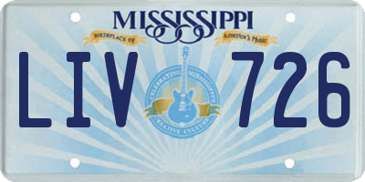 MS license plate LIV726