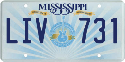 MS license plate LIV731