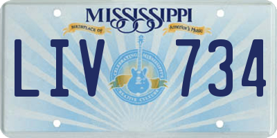 MS license plate LIV734