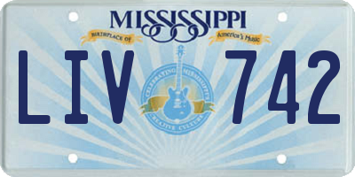 MS license plate LIV742