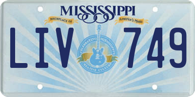MS license plate LIV749