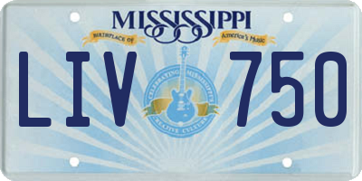 MS license plate LIV750