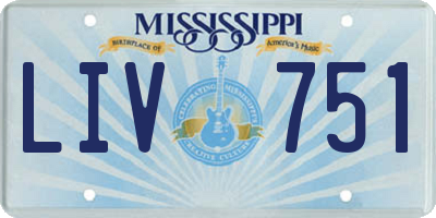 MS license plate LIV751