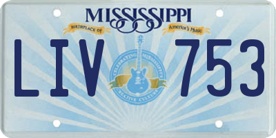 MS license plate LIV753