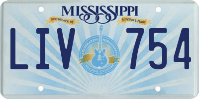 MS license plate LIV754