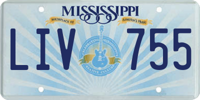 MS license plate LIV755