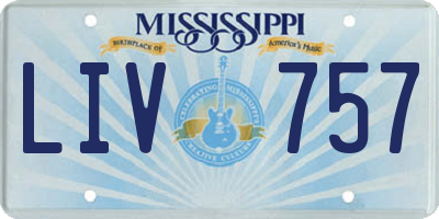 MS license plate LIV757