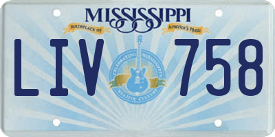 MS license plate LIV758