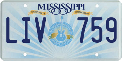 MS license plate LIV759