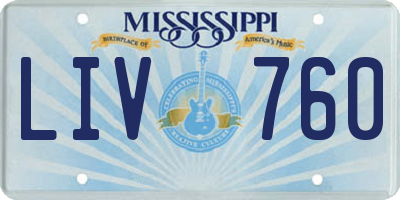 MS license plate LIV760