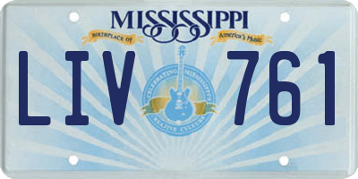 MS license plate LIV761