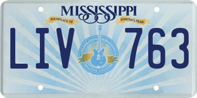 MS license plate LIV763