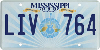 MS license plate LIV764