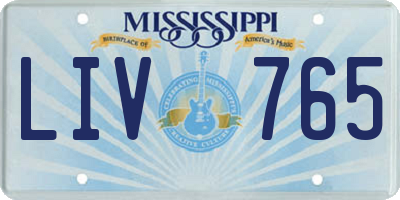 MS license plate LIV765