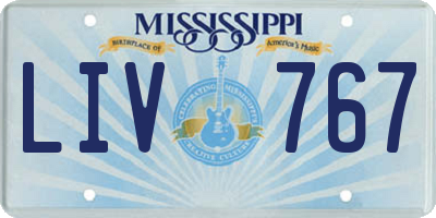 MS license plate LIV767