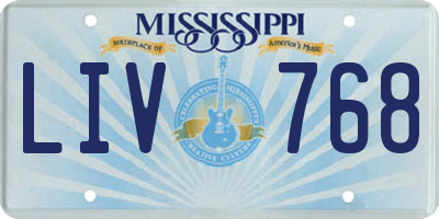 MS license plate LIV768