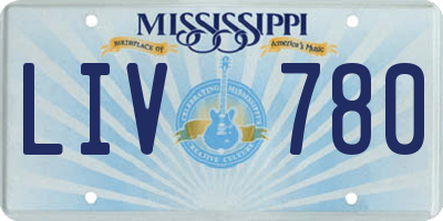 MS license plate LIV780
