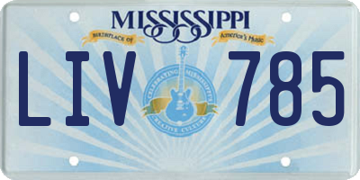 MS license plate LIV785