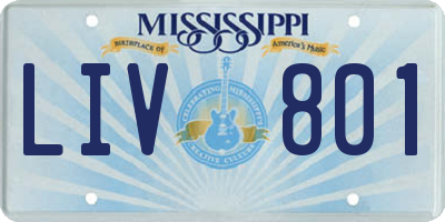 MS license plate LIV801