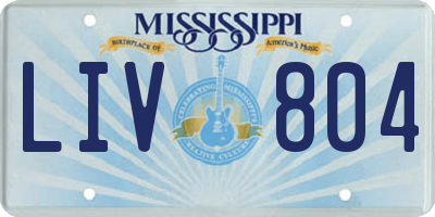 MS license plate LIV804