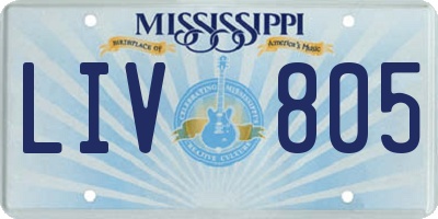 MS license plate LIV805