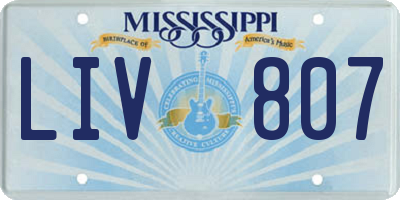 MS license plate LIV807