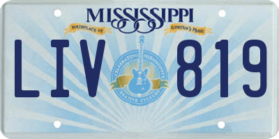 MS license plate LIV819