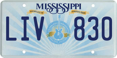 MS license plate LIV830