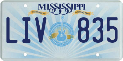 MS license plate LIV835