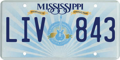 MS license plate LIV843