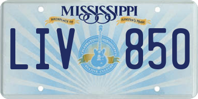 MS license plate LIV850