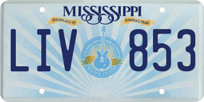 MS license plate LIV853