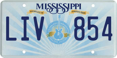 MS license plate LIV854