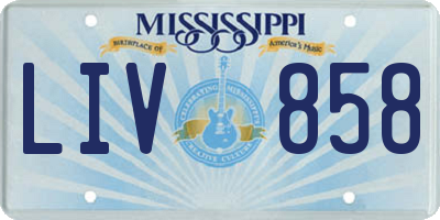 MS license plate LIV858