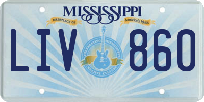 MS license plate LIV860