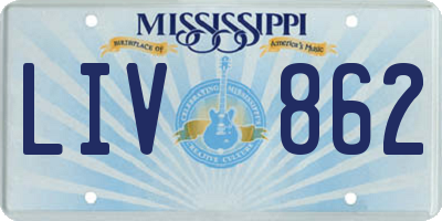 MS license plate LIV862