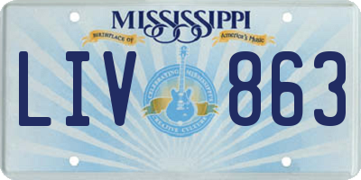 MS license plate LIV863