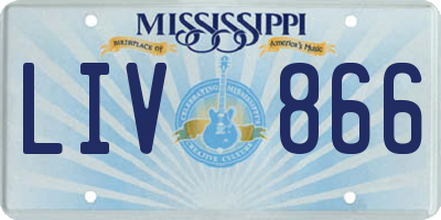 MS license plate LIV866