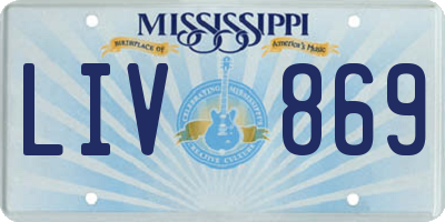 MS license plate LIV869