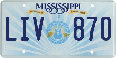 MS license plate LIV870