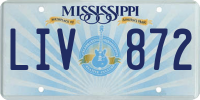 MS license plate LIV872