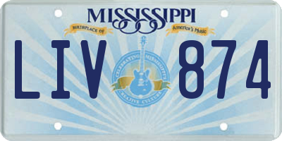 MS license plate LIV874