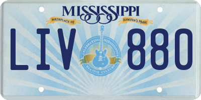 MS license plate LIV880