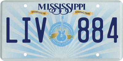 MS license plate LIV884