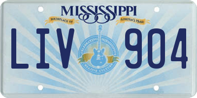 MS license plate LIV904