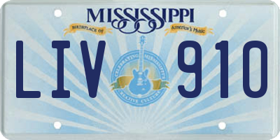 MS license plate LIV910