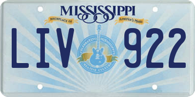 MS license plate LIV922