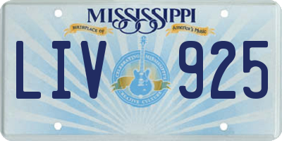 MS license plate LIV925