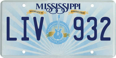 MS license plate LIV932