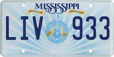 MS license plate LIV933
